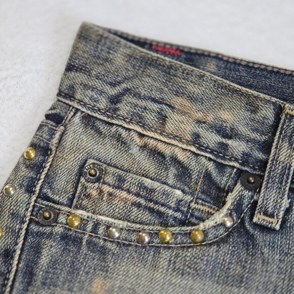 7 For All Mankind Designer Denim Cutoff Shorts – Blue Raw Hem Mid Rise Sz 25 - Picture 11 of 14